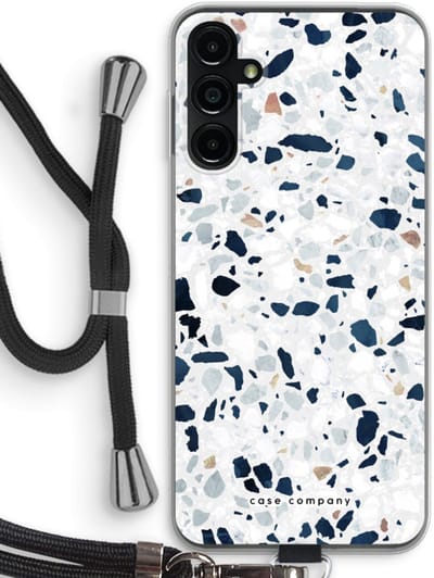 Case Company® - Hoesje met koord geschikt voor Samsung Galaxy A14 hoesje met Koord - Terrazzo N°1 - Telefoonhoesje met Zwart Koord - Bescherming aan alle Kanten en Over de Schermrand