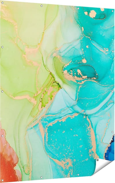 Gards Tuinposter Abstracte Kunst - Kleurrijke Marmer - 120x160 cm - Tuindoek - Tuindecoratie - Wanddecoratie buiten - Tuinschilderij