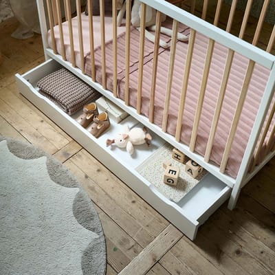 Petite Amélie ® Opberglade op wieltjes - Bedlade - 60 x 120 cm - Extra opbergruimte - Wit