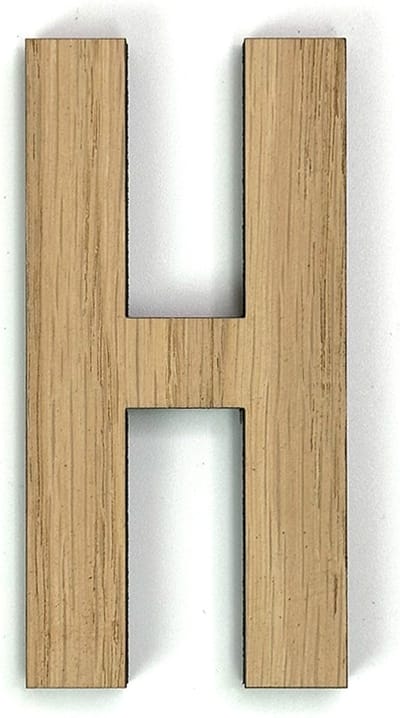 Houten letter H - 37 cm hoog