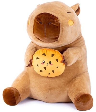 Capybara met Koekje Pluche Knuffel XL 65 cm - Grote XXL Capibara Knuffels - Knuffeldier Knuffelvriend - Groot Bruin Dierenknuffel - Kapibara Kapybara - Speelgoed Kawaii Kussen TikTok Plush Toy