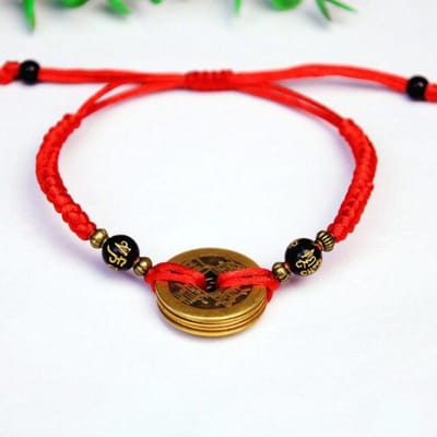 Boeddhisme Zes Woorden Oude Munt Kabbala Rode Koord Armbanden Geluk Bescherming red