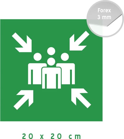 Pictogram/ bord | Verzamelplaats evacuatie | 20 x 20 cm | Groen | Calamiteit | Budget | Forex | Verzamelpunt | Kunststof | 1 stuk