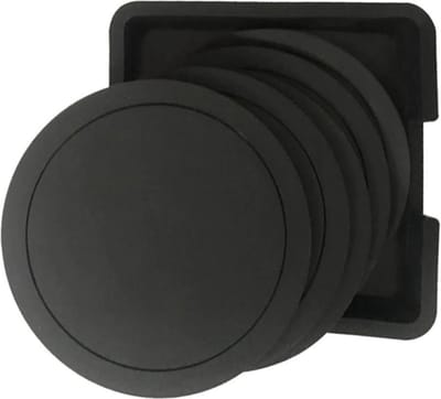 Luxe Onderzetters - Siliconen Onderzetters - 6 Stuks - Anti Slip - Zwart - Handig Opbergbakje Inbegrepen - Voor Glazen - Stevig - Hittebestendig - Rond design - Makkelijk Te Reinigen - Duurzaam