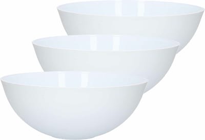 Plasticforte Serveerschaal / saladeschaal - 4x - D25 cm/H10 cm - kunststof - mat wit - 2,5 liter