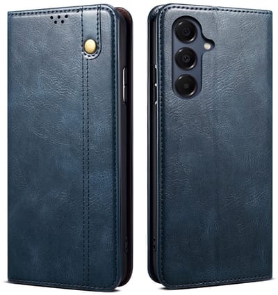 Coverup Hoesje - Geschikt voor Samsung Galaxy A17 Hoesje - Coverup Premium Classic Book Case - Blauw