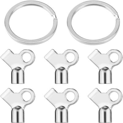 Dailygoods- Radiator Ontluchtingsventiel Sleutel Set - 6 Stuks Sleutels - 2 Sleutelhangers - Zinklegering - Compacte Afmetingen 2,2 x 0,85 cm - Praktisch voor Huishoudelijke Radiatoren - Radiatorsleutel