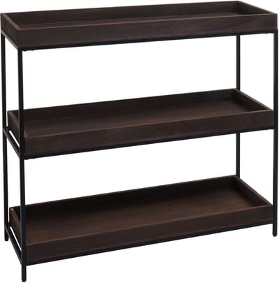 Plank MCW-K71, staande plank plantenplank boekenplank, hout metaal 3 planken 90x100x35cm ~ donkerbruin