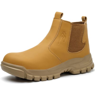Waterdichte Veiligheidsschoenen voor Heren Werklaarzen met Stalen Neus Puncturebestendige Werksneaker Mannelijk Werk Lichtgewicht Veiligheid Bouwlaarzen 45 geel