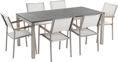 GROSSETO - Tuinset voor 6 - Zwart/Wit - Graniet