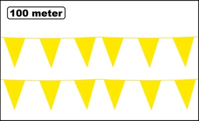 100 meter vlaggenlijn geel - 10 stuks van elk 10 meter - Festival Yellow verjaardag thema feest versiering vlaglijn