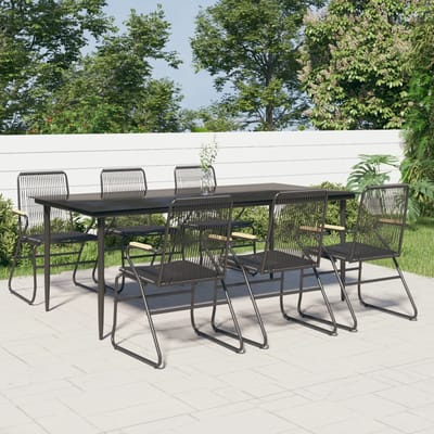 vidaXL - 7-delige - Tuinset - PVC-rattan - zwart