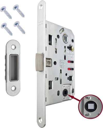 Binnendeurslot - Insteekslot WC - Badkamer Beveiliging - Stille Polyamide Grendel - 50mm Inlaat - Mat Chroom