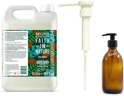 FAITH IN NATURE - Shampoo Coconut Refill 5 Liter - met pomp - nu met GRATIS glaze refill fles 500ml