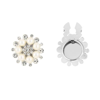 Bijoutheek Button Cover - Knoop Clip Bloem Parels Zilverkleurig