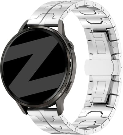 Bandz Stalen 'Iron' band geschikt voor Garmin Vivoactive 4 / Garmin Venu 4 - 45mm / Garmin Venu 3 / Garmin Venu 2 / Garmin Forerunner 570 - 47mm / Garmin Forerunner 265 / Garmin Forerunner 255 - Zilver
