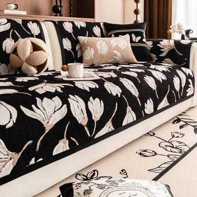 Magnolia Print Sofa Kussen Krasbestendige Sofa Hoes Jacquard Chenille Antislip Vier Seizoenen Universele Sofa Beschermhoes 70x70cm 1pcs