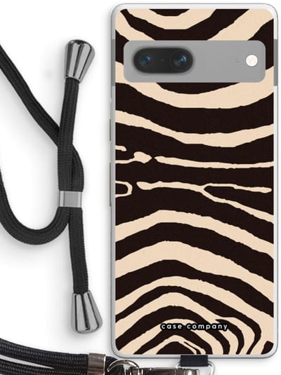 Case Company® - Hoesje met koord geschikt voor Google Pixel 7 hoesje met Koord - Arizona Zebra - Telefoonhoesje met Zwart Koord - Bescherming aan alle Kanten en Over de Schermrand