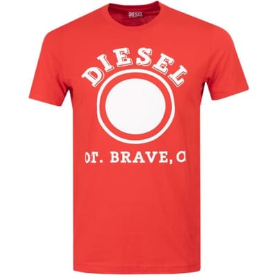 Diesel 1976 Varsity Logo Racing rood T-shirt