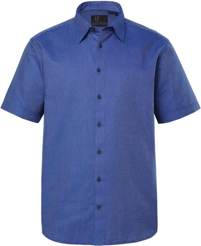 JP 1880 - Heren - zakelijk overhemd korte mouwen kentkraag all-over print - Navy blauw - Maat L