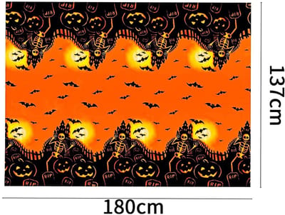 Golden crown - Tafelkleed Halloween - Griezels - Waterdicht - 180 x 137 cm - Pompoen - Tafeldecoratie - Geschikt voor Feestdagen - Halloween Thema