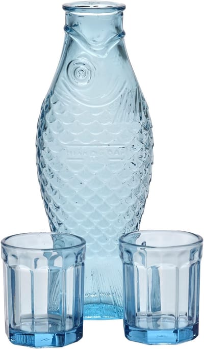 Serax Paola Navone Fish & Fish Karaf giftset met 2 Glazen Blauw