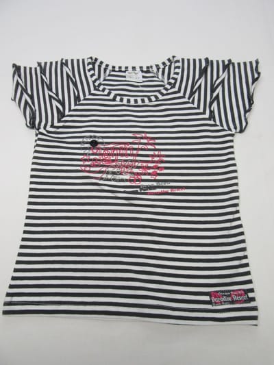 dirkje , meisje , t-shirt korte mouw , streep , wit / grijst , tahiti rose ,  6 jaar 116