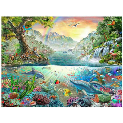 Peinture Diamant Dauphins Arc-en-ciel Forage Rond Complet Broderie Diamant Strass Décoration Maison 20X30CM beige
