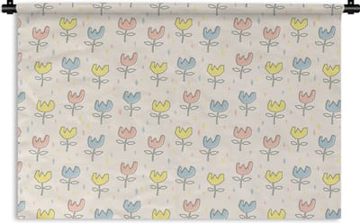 Wandkleed - Wanddoek - Bloemen - Pastel - Geboorte - 180x120 cm - Wandtapijt