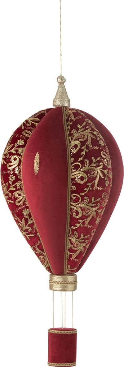J-Line decoratie Heteluchtballon hangend - polyfoam/textiel - rood/goud - large