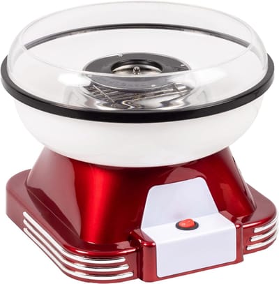 TIM® Suikerspinmachines - Snoepmachine - Suikerspinmachine - Met Accessoires - Retro - Rood - 28cm x 28cm x 23cm