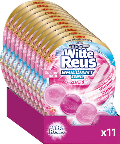 Witte Reus Brilliant Gel Allin1 Spring Rain Toiletblok 50g - WC blokjes - Voordeelverpakking - 11 stuks