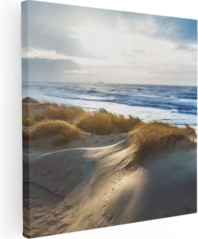 Artaza Canvas Schilderij Strand En Zee - 80x80 cm - Wanddecoratie Duinen - Muurdecoratie Kust - Schilderijen Op Canvas Zeezicht