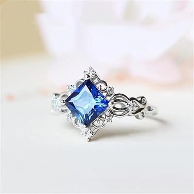 Huitan Prachtige Prinses Kleurrijke Zirkonia Ringen voor Vrouwen Bruiloft Verloving Jubileum Mode Vrouwelijke Ringen Sieraden 7 white