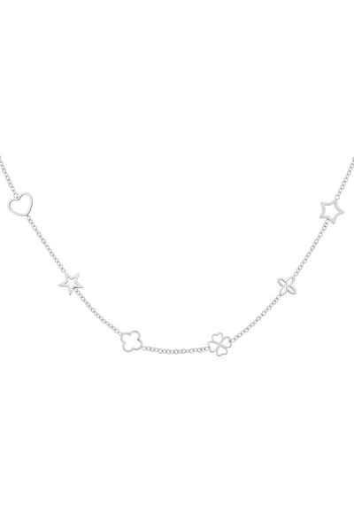 Ketting met figuurtjes - Yehwang - Ketting - 39 + 5 cm - Zilver
