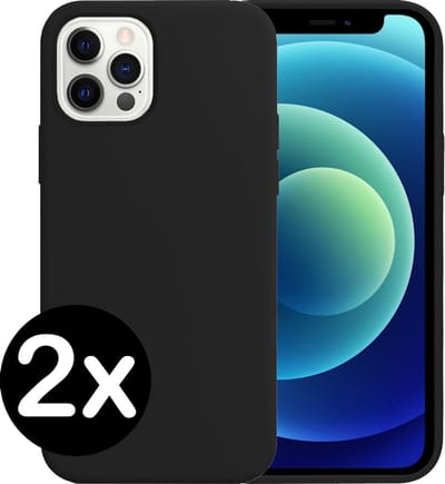 Hoesje - 2 Stuks - Geschikt voor Apple iPhone 12 Pro - Sterk & Shockproof - Telefoonhoes - Back Cover - Case Siliconen - Telefoon Hoes - Zwart