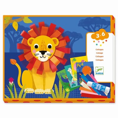 DJECO papier collage's dieren 3 jr+