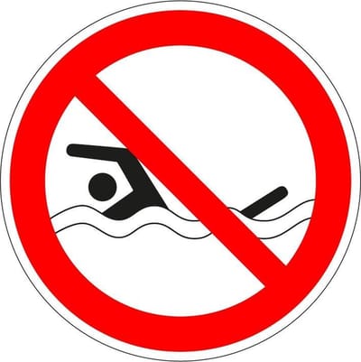Verboden te zwemmen sticker - ISO 7010 - P049 300 mm