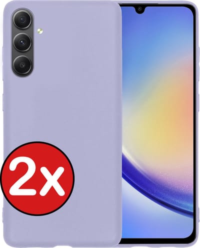 Hoesje - 2 Stuks - Geschikt voor Samsung Galaxy A34 - Sterk & Shockproof - Telefoonhoes - Back Cover - Case Siliconen - Telefoon Hoes - Lila