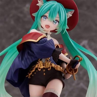 Anime Hatsune Miku Figuur Sprookjes Wonderland Hatsune Miku De Gelaarsde Kat Kawaii Actiefiguren Collectie voor Volwassenen Model Speelgoed Cadeau black