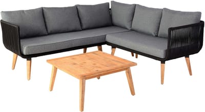 Tuinset MCW-L30, set zitgroep loungeset bank, acaciahout MVG-gecertificeerd ~ bekleding donkergrijs
