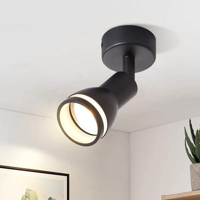 NETTLIFE Opbouwspot GU10 - L 6cm - zwart - 1-Lichts - Moderne Plafondlamp - 355° draaibaar Plafondspot - creatief ontwerp Lampkap - voor Slaafkamer | Kantoor | Woonkamer - Max.40W-excl. lichtbron