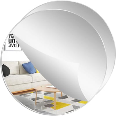 Set van 2 Acryl Ronde Spiegels - Zelfklevende Wanddecoratie voor Woonkamer en Slaapkamer (20 x 20 cm) - Ideaal voor Interieurstyling en Ruimtevergroting