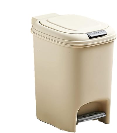 Pedaalemmer - Vuilnisemmer rechthoek - Afval Hygiënisch Verwerken - Geurloze Afsluiting - 8 Liter - Crèmewit