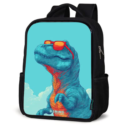 NoBoringSuitcases.com® - Rugzak zwart jongens - Schooltas jongen - NoBoringSuitcases.com® - Rugzak zwart - Schooltas jongen & meisje - Dino met zonnebril - Rugtas voor school - Boekentas kind - Schoolrugzak - Kinderrugzak