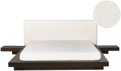 ZEN - Tweepersoonsbed - Donkerhout - 160 x 200 cm - Bouclé