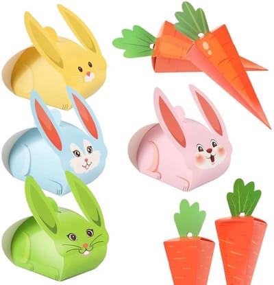 Voedseldoos 16PCS - Cadeaudozen met Deksel - Paasthema - Konijnen/Wortel Motieven - Feestdecoratie - Geschikt voor Snoep/Geschenken