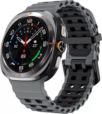 Strap-it Sport siliconen Wave bandje - geschikt voor de Samsung Galaxy Watch Ultra 2 (2026) / Ultra (2024/2025) - grijs/zwart