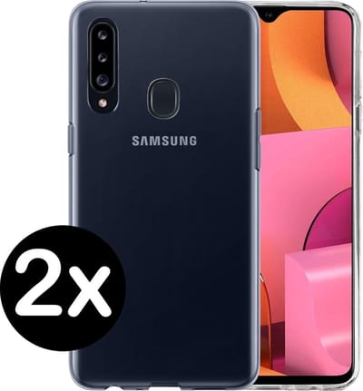 Hoesje - 2 Stuks - Geschikt voor Samsung Galaxy A20s - Sterk & Shockproof - Telefoonhoes - Back Cover - Case Siliconen - Telefoon Hoes - Transparant