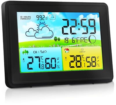 DailySupplies® Weerstation Binnen en Buiten - Weerstation Draadloos Binnen Buiten - Weerstation met Buitensensor - Zwart